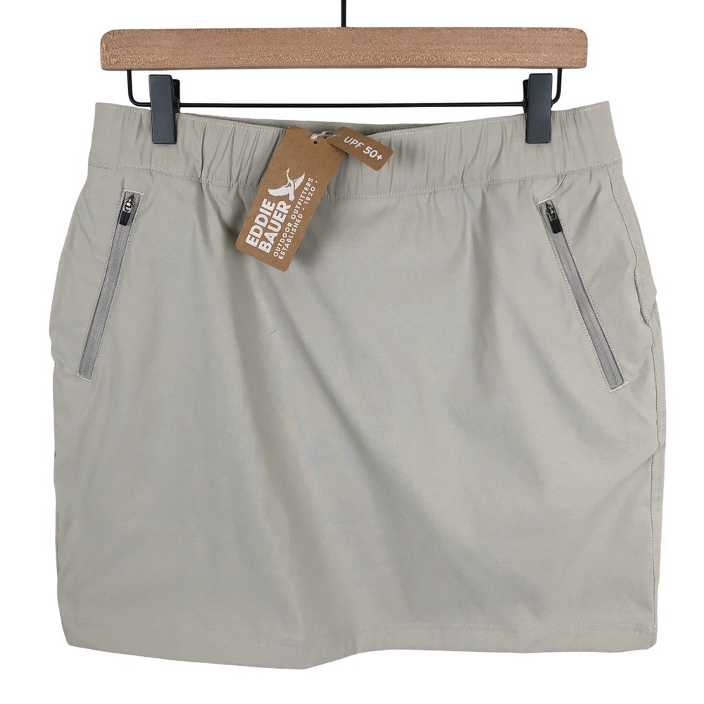 NWT Eddie Bauer Rainier Pull On Skort Sz 8 Pumice Beige UPF 50+ Hiking Golf